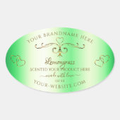 Shimmeryグリーン金ゴールド華美オーナメント製品ラベル 楕円形シール (正面)