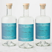 Shimmeryティール（緑がかった色）とグリッターイニシャル製品ラベル リキュールボトルラベル (ボトル)