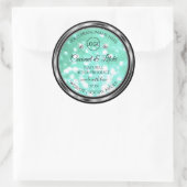 Shimmeryティール（緑がかった色）グリッター製品ラベルDiamondsロゴ ラウンドシール (バッグ)