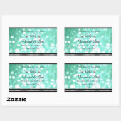 Shimmeryティール（緑がかった色）グリッター製品ラベルDiamondsロゴ 長方形シール (シート)