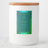 Shimmeryティール（緑がかった色）グリーンパターン製品ラベルフローラ フードラベル (正面)