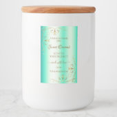 Shimmeryティール(緑がかった色)金ゴールド華美オーナメント製品ラベル フードラベル (正面)