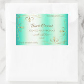 Shimmeryティール（緑がかった色）金ゴールド華美オーナメント製品ラベル 長方形シール (バッグ)