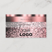 Shimmeryバラピンクきらめくフェイクグリッター追加ロゴ 名刺 (正面)
