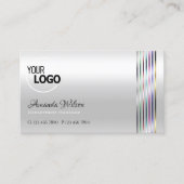 Shimmeryライトシルバーカラフルのストライプロゴ追加 名刺 (正面)