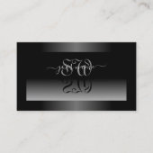 Shimmery黒グレー白グラデーションとイニシャル 名刺 (正面)