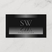 Shimmery黒グレー白グラデーションとモノグラム 名刺 (正面)