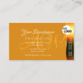 Shimmery Orangeデコカラフルーストライプルのロゴ追加 名刺 (裏面)