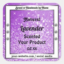 Shimmery Purple きらめくグリッター製品ラベル スクエアシール