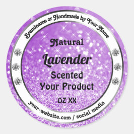 Shimmery Purple きらめくグリッター製品ラベル ラウンドシール