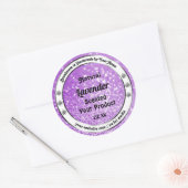 Shimmery Purple きらめくグリッター製品ラベル ラウンドシール (封筒)