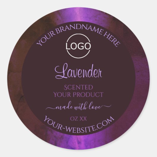 Shimmery Purple Marble製品ラベエレガントルロゴ ラウンドシール (正面)