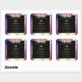Shimmery Purple Marble Black Product Labelsロゴ スクエアシール (シート)