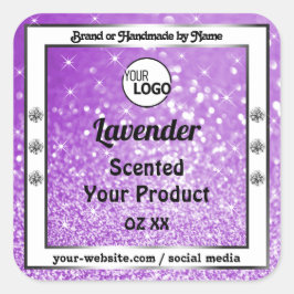 Shimmery Purple Sparkleグリッター製品ラベルロゴ スクエアシール