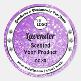 Shimmery Purple Sparkleグリッター製品ラベルロゴ ラウンドシール
