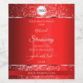 Shimmery Red Logo Initials Glitter Product Labels ワインラベル (シングルラベル)