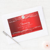 Shimmery Red Logo Initials Glitter Product Labels 長方形シール (封筒)