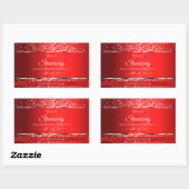 Shimmery Red with Glitter Initials Product Labels 長方形シール (シート)
