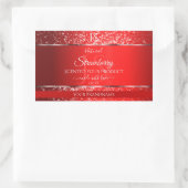 Shimmery Red with Glitter Initials Product Labels 長方形シール (バッグ)