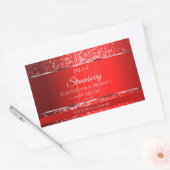 Shimmery Red with Glitter Initials Product Labels 長方形シール (封筒)