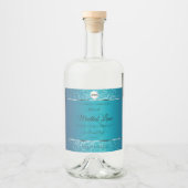 Shimmery Teal Logo Initials Glitter Product Labels リキュールボトルラベル (正面)