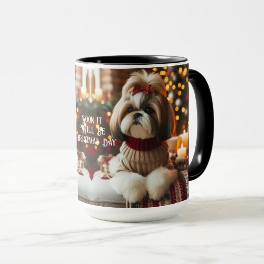 Shin Tzu Pair Christmas Day Coffee Mug Cup マグカップ (正面右)