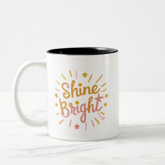 Shine Bright – Energetic & Positive Design f ツートーンマグカップ (左)
