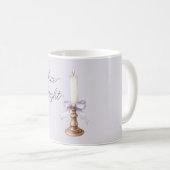 Shine Bright Lavender Bow White Gold Candle コーヒーマグカップ (正面右)