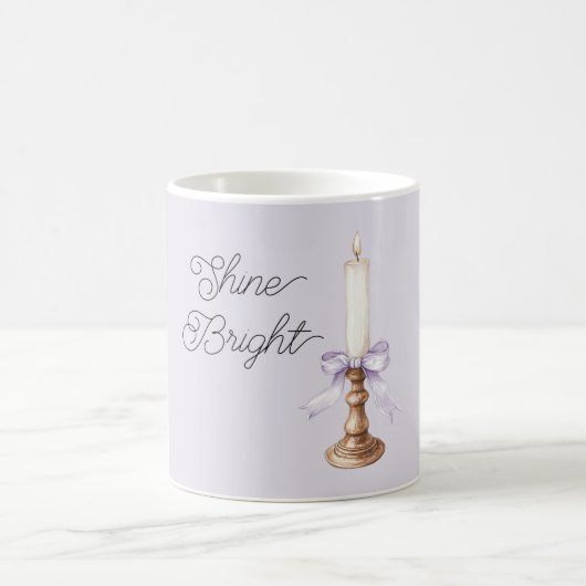 Shine Bright Lavender Bow White Gold Candle コーヒーマグカップ (中央)