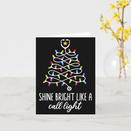 Shine Bright Like A Call Light Funny Nurse Christm カード (黄色い花)