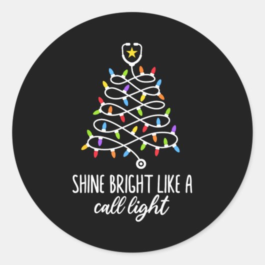 Shine Bright Like A Call Light Funny Nurse Christm ラウンドシール (正面)
