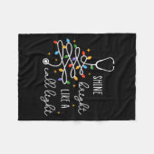 Shine Bright Like A Call Light Stethoscope Nurse C フリースブランケット (正面(横))