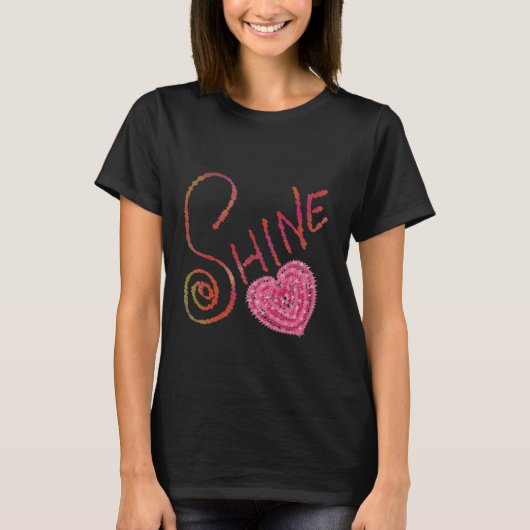 Shine | Elegant Textured Calligraphy Art Tシャツ (正面)