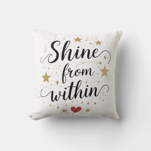 Shine From Within – Celestial Self-Love Quote クッション (正面)