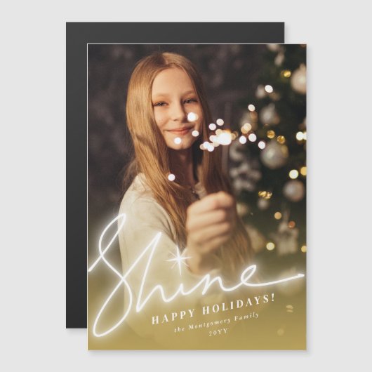 Shine Glow手書きスクリプト金ゴールドグラデーション写真 (正面/裏面)