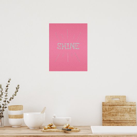 Shine Hot Pink with Silver Glitter  Poster ポスター (キッチン)