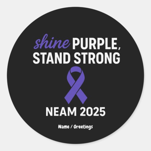 Shine Purple Stand Strong NEAM 2025 Epilepsy ラウンドシール (正面)