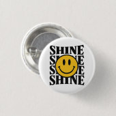 SHINE Retro Smiley Face Bold Typography Button 缶バッジ (正面&裏面)