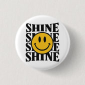 SHINE Retro Smiley Face Bold Typography Button 缶バッジ (正面)