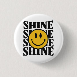 SHINE Retro Smiley Face Bold Typography Button 缶バッジ