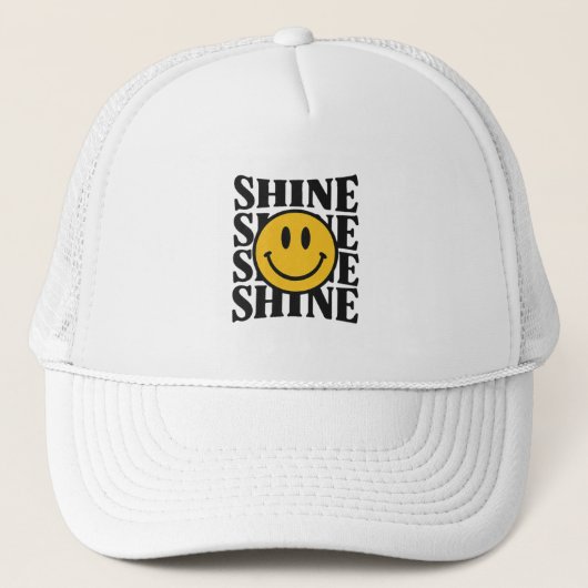 SHINE Retro Smiley Face Bold Typography Hat キャップ (正面)