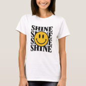 SHINE Retro Smiley Face Bold Typography T-Shirt Tシャツ (正面)