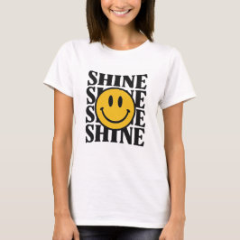 SHINE Retro Smiley Face Bold Typography T-Shirt Tシャツ