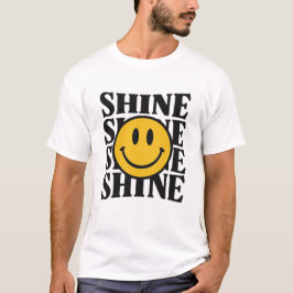 SHINE Retro Smiley Face Bold Typography T-Shirt Tシャツ