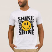 SHINE Retro Smiley Face Bold Typography T-Shirt Tシャツ (正面)