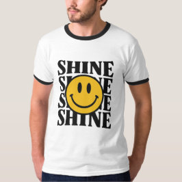SHINE Retro Smiley Face Bold Typography T-Shirt Tシャツ