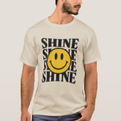 SHINE Retro Smiley Face Bold Typography T-Shirt Tシャツ (正面)