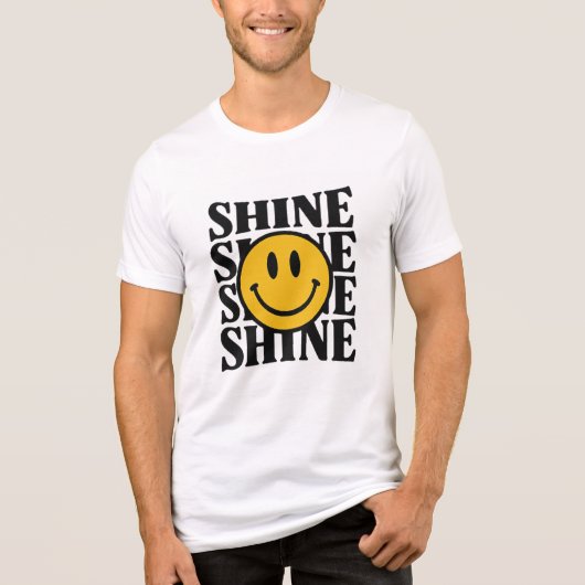 SHINE Retro Smiley Face Bold Typography Tee トライブレンドＴシャツ (正面)