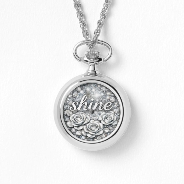 Shine Silver Floral Necklace 腕時計 (正面)