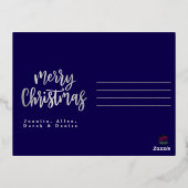 Shine This Season Nativity Christmas Blue Silver 箔シーズンポストカード (裏面)